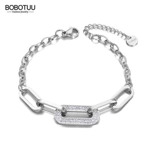 CZ Crystal Geometric Charm Bracelet Titanium Stainless Steel Bohemia Beach