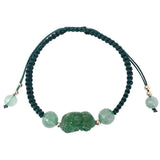 Jade Emerald Rose Beads Bracelet Adjustable Charm Bangle