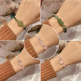 Jade Emerald Rose Beads Bracelet Adjustable Charm Bangle