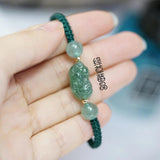 Jade Emerald Rose Beads Bracelet Adjustable Charm Bangle