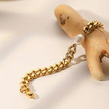 French Vintage Baroque Pearl Bracelet Stainless Steel Chain
