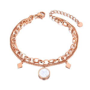 Geometric Shell Charm Double-layer Stainless Steel Bracelet