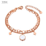 Geometric Shell Charm Double-layer Stainless Steel Bracelet