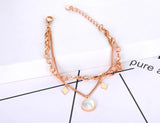Geometric Shell Charm Double-layer Stainless Steel Bracelet