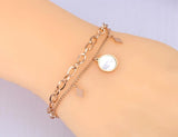 Geometric Shell Charm Double-layer Stainless Steel Bracelet