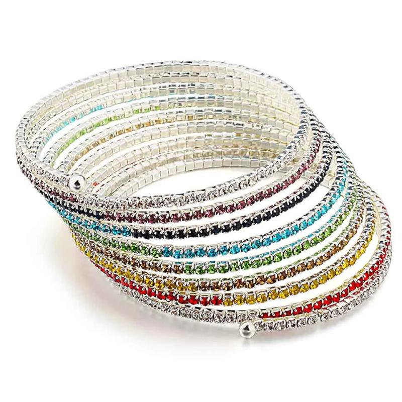 Colorful Rhinestone Bracelet 7 Colors Chakra Crystal Bangle