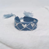 Heart Stars Braided Bracelet Metal Buckle Lace Up Adjustable