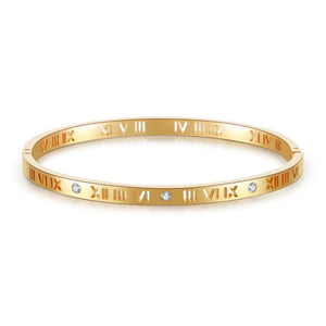 Roman Numerals Bangles Stainless Steel Cubic Zircon Wedding Bangle
