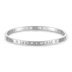 Roman Numerals Bangles Stainless Steel Cubic Zircon Wedding Bangle