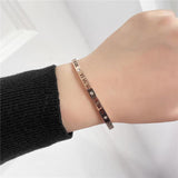 Roman Numerals Bangles Stainless Steel Cubic Zircon Wedding Bangle