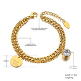 Stainless Steel Love You Tag & CZ Crystal Charm Bracelet