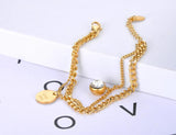 Stainless Steel Love You Tag & CZ Crystal Charm Bracelet