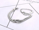 Stainless Steel Double-layer Geometric Knot Charm Bracelet For Women
