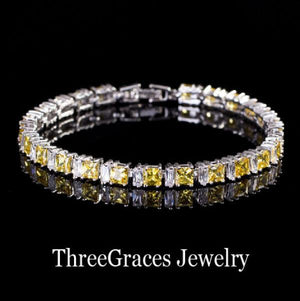 Yellow CZ Women Tennis Bracelet Bangle BR045
