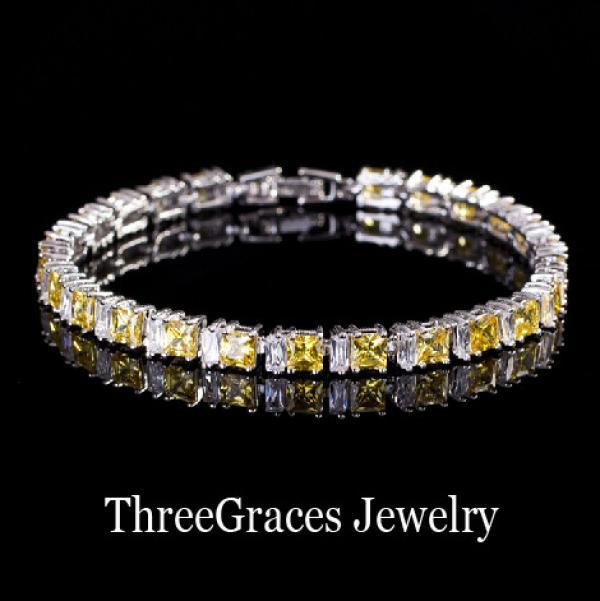 Yellow CZ Women Tennis Bracelet Bangle BR045