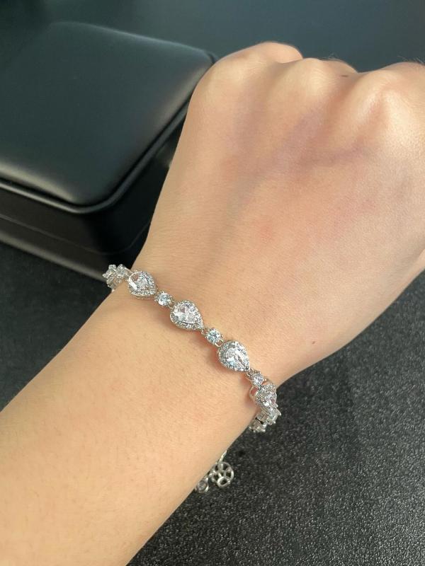 Crystal Key & Lock CZ Bracelet Women's Jewelry