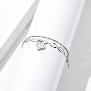 Bohemian 2 Layered Chain Bracelets Stainless Steel Lock Key Charm Bangles