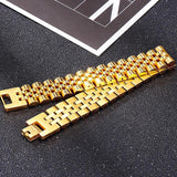 15MM Plated Chain Wristband Bracelet Stainless Steel Men Women Jewelry