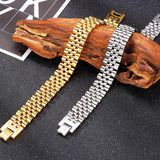 15MM Plated Chain Wristband Bracelet Stainless Steel Men Women Jewelry