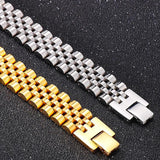15MM Plated Chain Wristband Bracelet Stainless Steel Men Women Jewelry