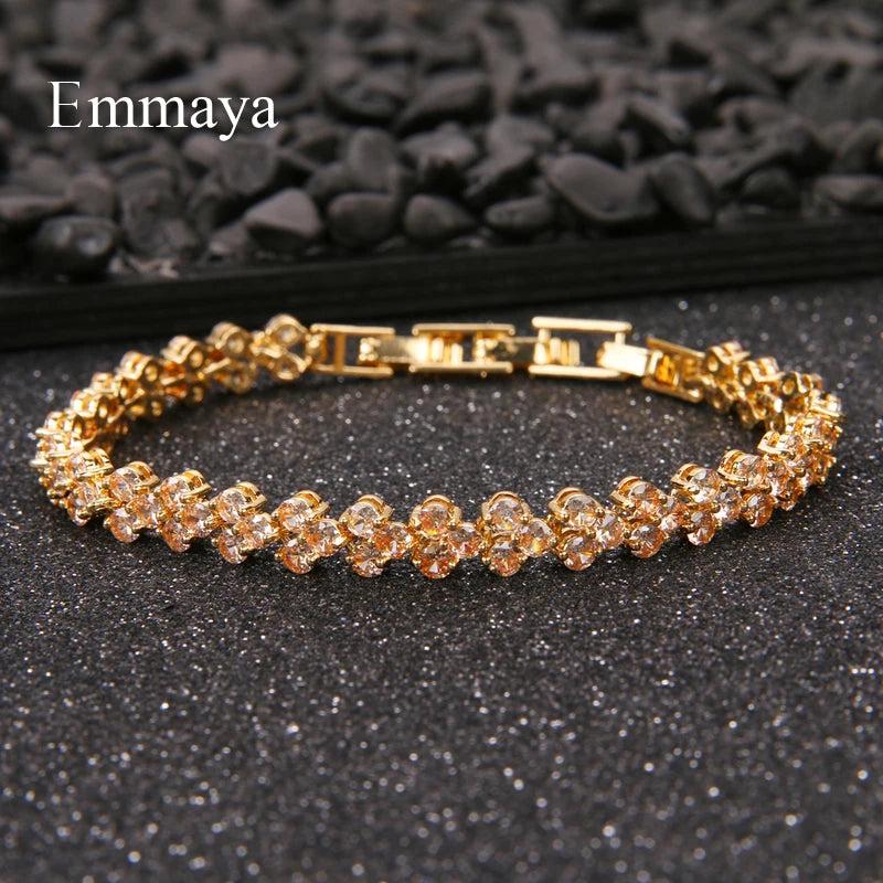 Adjustable Crystal Key & Lock CZ Bracelet Women Jewelry