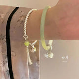 Tassel Bracelets Green Stainless Couples Jewelry