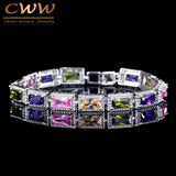 CWWZircons Wedding Wristband Square CZ Crystal Bracelet