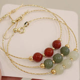 Good Luck Nephrite Bracelet Red Agates Hotan Jades Bangle&Bracelets