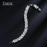 CZ Women Bracelet Leaf Engagement Wedding FSBP2104