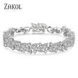 CZ Women Bracelet Leaf Engagement Wedding FSBP2104