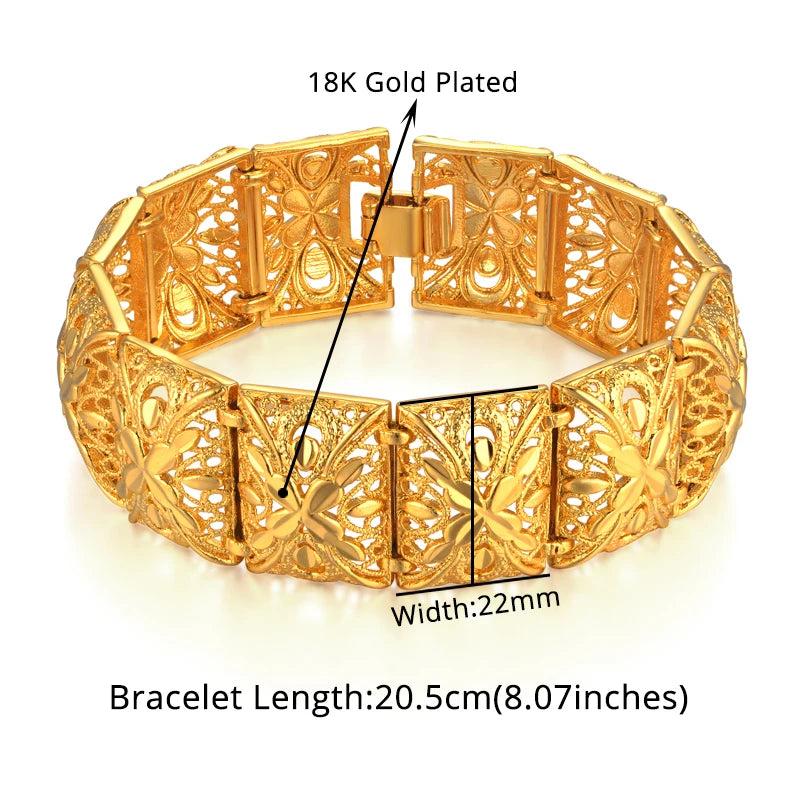 Vintage Flower Chunky Bracelet 22mm Chain Link Women's Jewelry