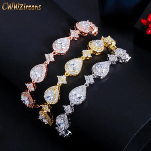 CWWZircons Rose Tennis Bracelet for Women Party Wedding Jewelry