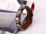 Gothic Skull Bracelet Cuff Men Alloy Skeleton Leather Charms Bangle