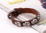 Gothic Skull Bracelet Cuff Men Alloy Skeleton Leather Charms Bangle