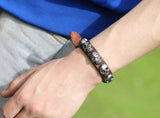 Gothic Skull Bracelet Cuff Men Alloy Skeleton Leather Charms Bangle
