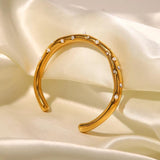 Uworld Pearl Cuff Bracelet Stainless Steel Zircon Bangle