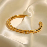 Uworld Pearl Cuff Bracelet Stainless Steel Zircon Bangle