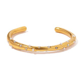 Uworld Pearl Cuff Bracelet Stainless Steel Zircon Bangle
