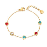 Colorful CZ Crystal Heart Charm Bracelet Bohemia Party