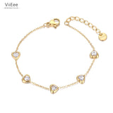 Colorful CZ Crystal Heart Charm Bracelet Bohemia Party