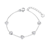 Colorful CZ Crystal Heart Charm Bracelet Bohemia Party