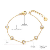 Colorful CZ Crystal Heart Charm Bracelet Bohemia Party