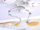 Colorful CZ Crystal Heart Charm Bracelet Bohemia Party