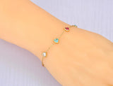 Colorful CZ Crystal Heart Charm Bracelet Bohemia Party