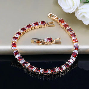 Square CZ Crystal Indian Red Bracelet for Women