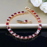 Square CZ Crystal Indian Red Bracelet for Women