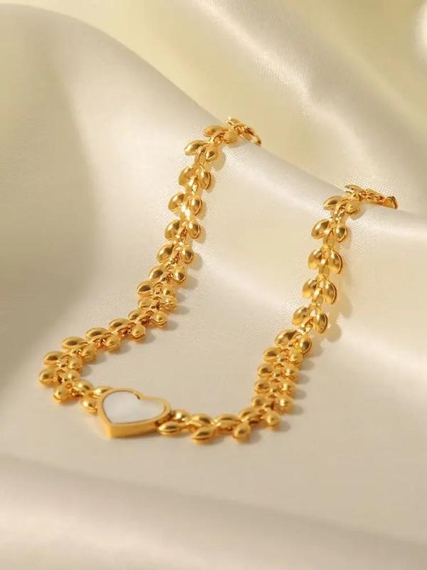 Leaf Heart Stainless Steel Bracelet for Women Shell Bracelet Party Jewelry
