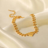 Leaf Heart Stainless Steel Bracelet for Women Shell Bracelet Party Jewelry
