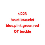 Women's Heart Bracelet Stainless Steel OT Buckle Red Pink Green Heart 19mm