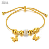 Stainless Steel Butterfly Charm Bracelet with Snake Chain